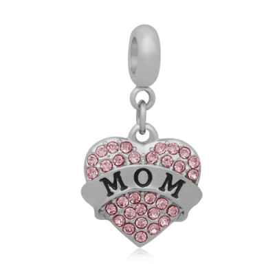 Heart with chatons from MOM inscription made of surgical steel