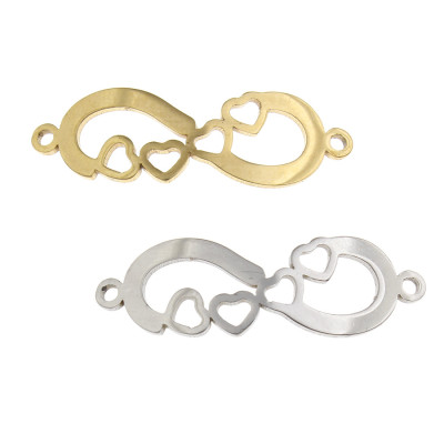 Horizontal Eight connector with surgical steel hearts